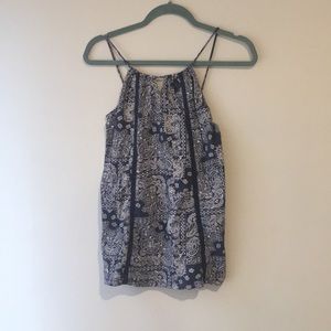 Sun & Shadow Blue and White Bandana Print Tank Top